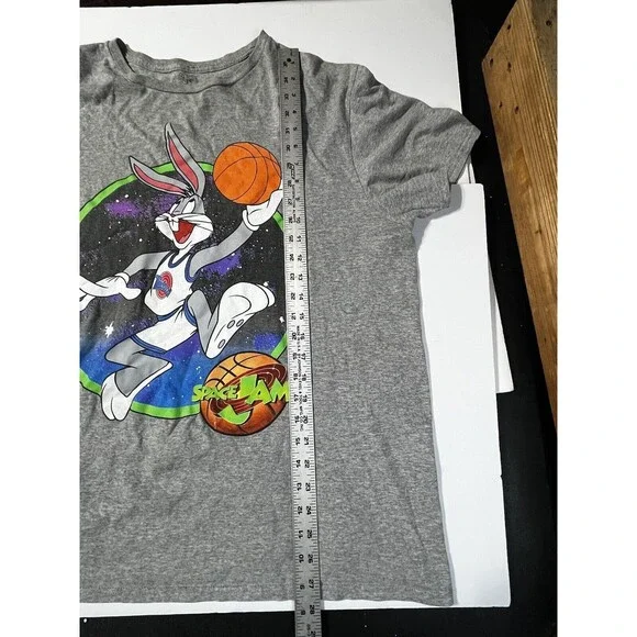 Space Jam Bugs Bunny Mens XL T-Shirt Heather Gray Looney Tunes Graphic Tee - Picture 5 of 7